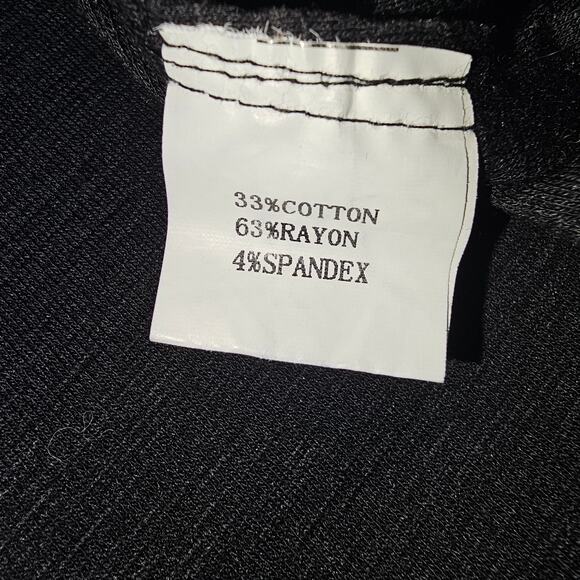 Womens Black Textured Raw Hem 3 Button Rounded Hem Shirt Top Size Large - Picture 8 of 10